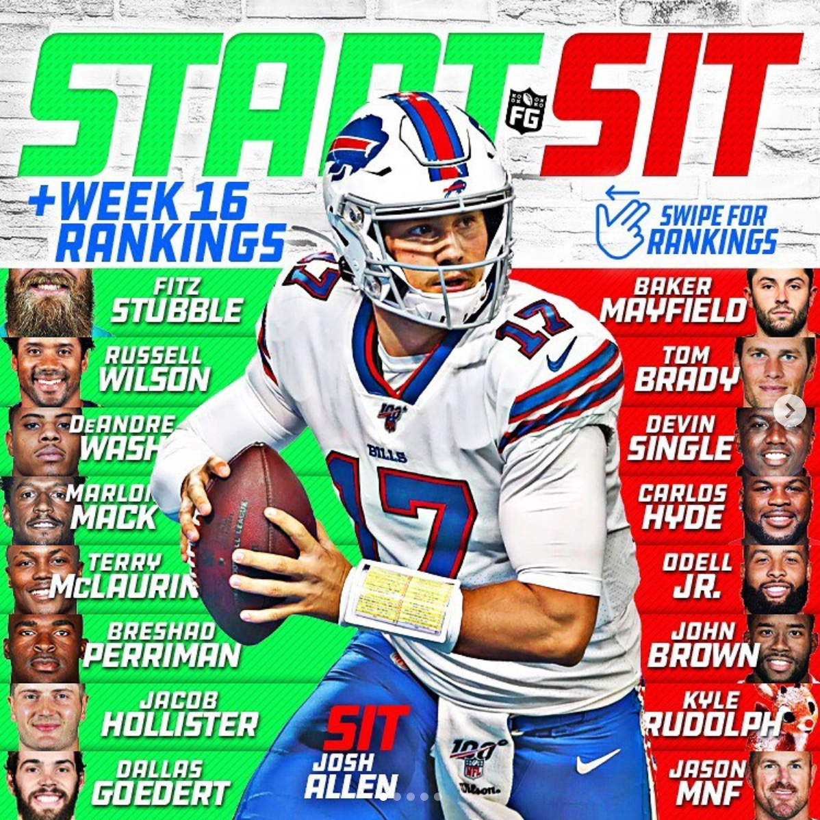 Week 16 Start / Sit + Rankings